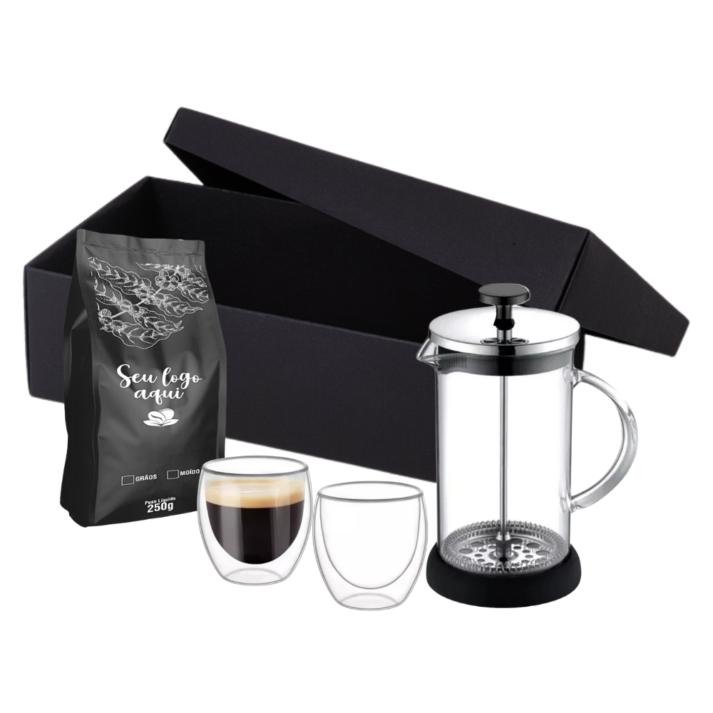 Imagem do produto Kit Café Prensa Francesa de Vidro 350ml 4 peças