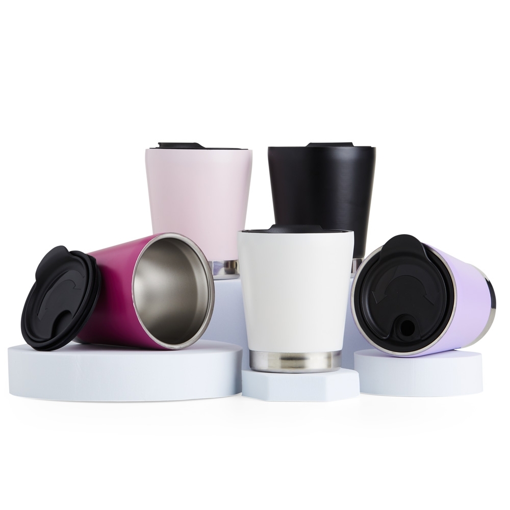 Copo Parede Dupla Inox 300ml com Tampa