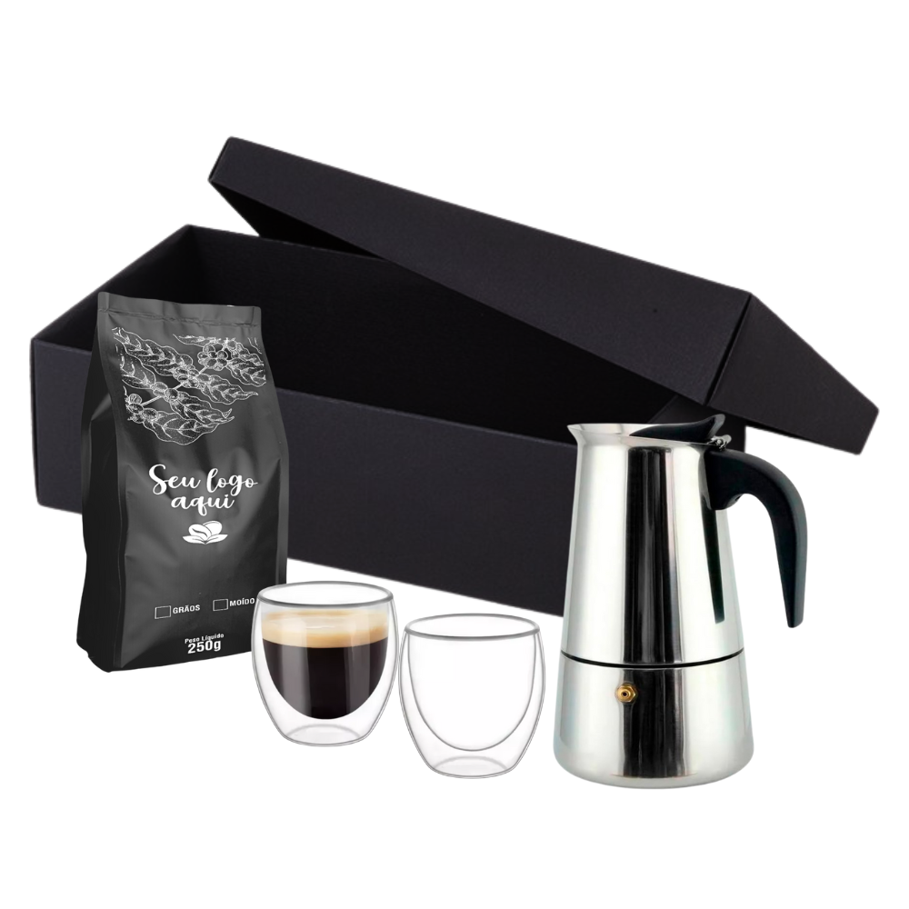 Imagem do produto Kit Café Cafeteira Italiana de Inox 200ml 4 peças