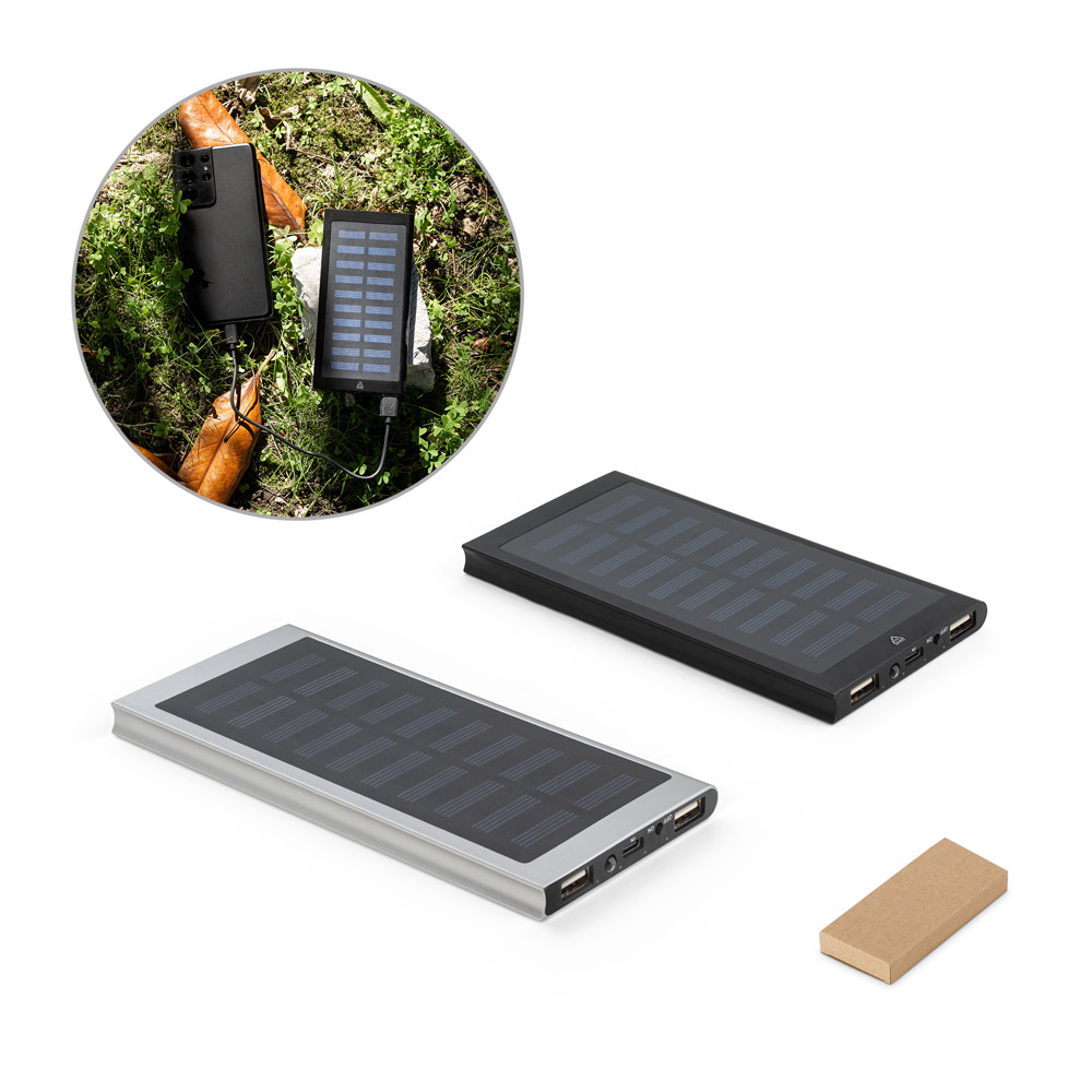 Bateria Portátil em Alumínio 100% Reciclado 8.000mAh com Painel Solar